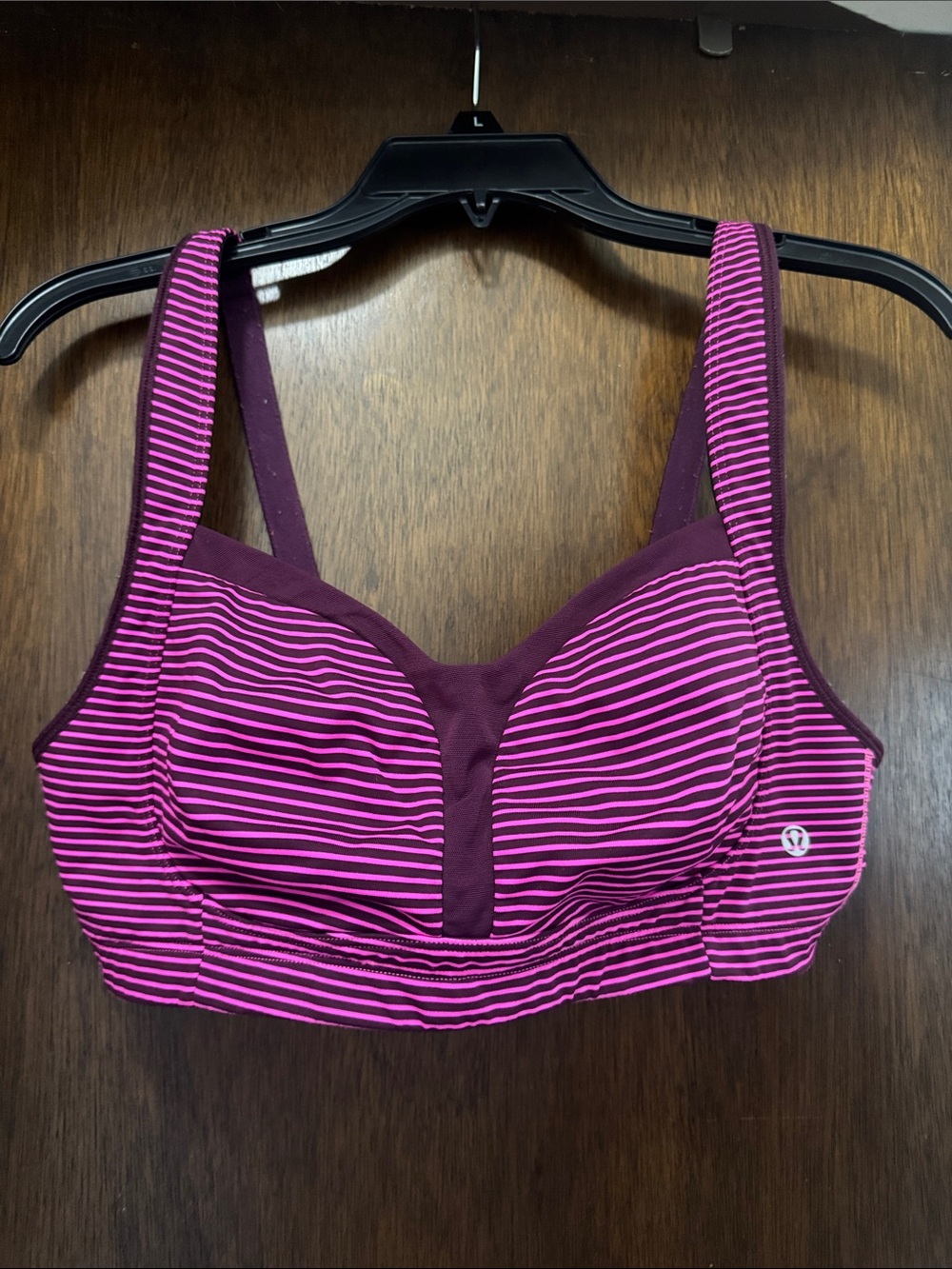 Lululemon Pink and Plum Striped Support Sports Bra